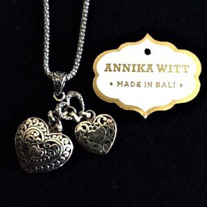Annika Witt Sterling Silver Necklace  - 3 hearts